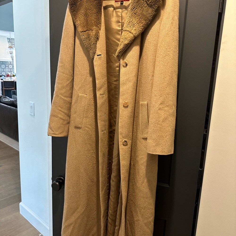 Cole Hahn fur trim long coat